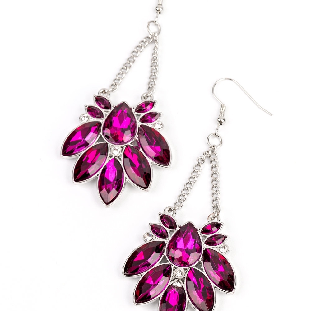 Elegant Silver and Pink Drop Earrings